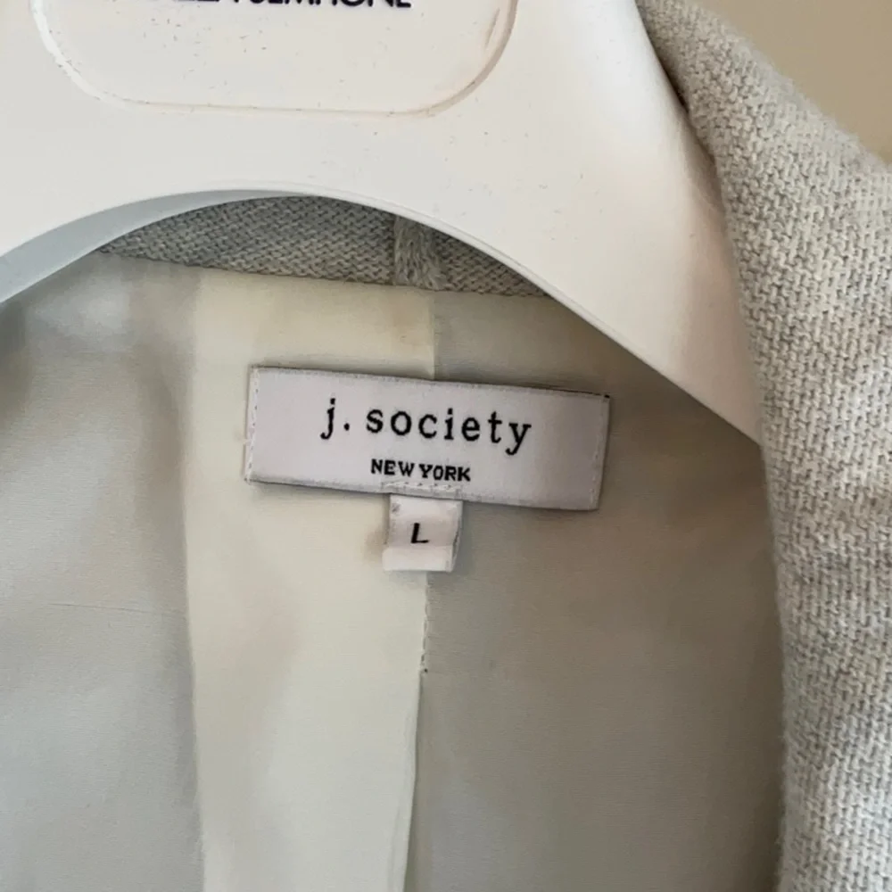 Jacket vegan leather moto style white with gray hood insert - Picture 3 of 7